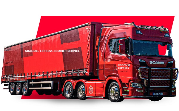 VLT truck on red background